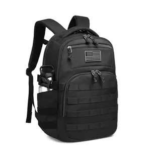 Wotony 25L black tactical backpack front with MOLLE