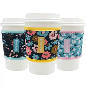 WK IEASON floral reusable neoprene coffee sleeves