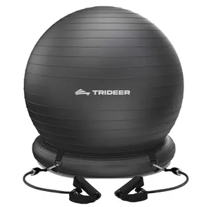 Trideer large exercise ball with resistance bands and base for full-body ab workout