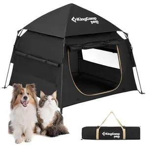 KingCamp black dog tent with dual layer door open