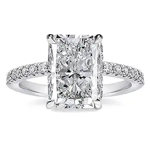 Effinny radiant cut simulated diamond ring in sterling silver