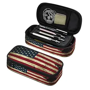 PAUSEBOLL American flag pen case with double zipper and mesh pocket
