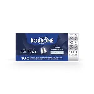 Caffe Borbone Magica Palermo 100-count Nespresso Original Line compatible aluminum capsules in a large box
