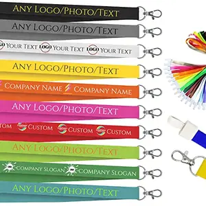 Single custom lanyard with detachable plastic clip or metal hook, dye-sublimated print