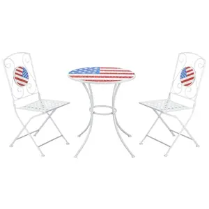 Outsunny stars and stripes mosaic bistro table with folding chairs
