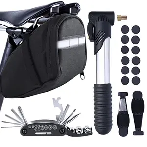 MASPODER Bike Repair Kit with saddle bag, pump, and multitool