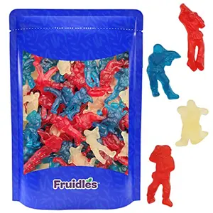 Bag of military-themed gummy candies in patriotic colors with cherry, blue raspberry, and pineapple flavors