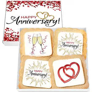 Happy Anniversary Cookies 4 Pack Gift Basket