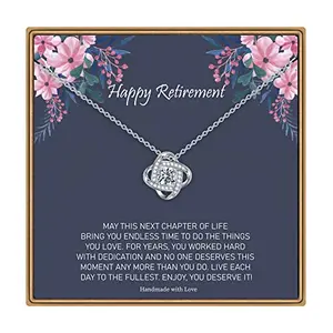 14k white gold plated love knot retirement necklace by Ieftop