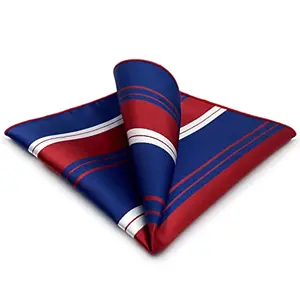 S&W SHLAX&WING red white and blue striped pocket square in a folded puff style