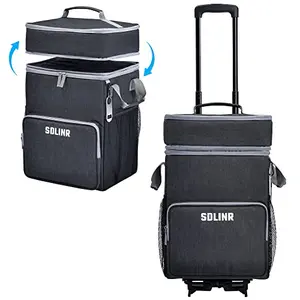 Dark gray SDLINR rolling soft cooler with telescoping handle and two detachable bags