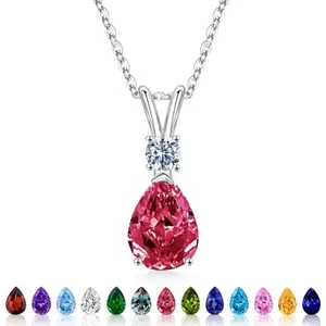 Iefil teardrop ruby necklace sterling silver on soft background