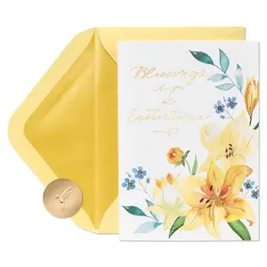 Papyrus Easter Card with gold foil lilies