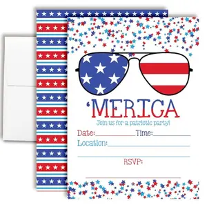 20 Amanda Creation MERICA party invitations with envelopes