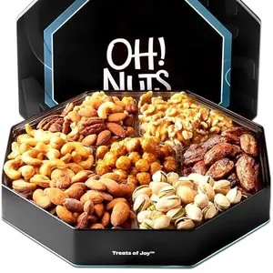 Oh! Nuts 7-section mixed nuts tin with cashews, almonds, and pistachios for office gifting