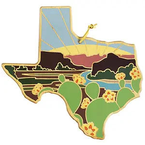 Totally Bamboo Texas shaped cutting board with bluebonnet artwork