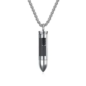 American flag urn pendant on a stainless steel chain