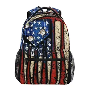 Giwawa baseball print backpack with multiple pockets and padded straps