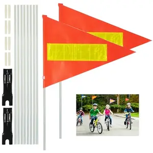Willdone bike safety flags in red, yellow, and white