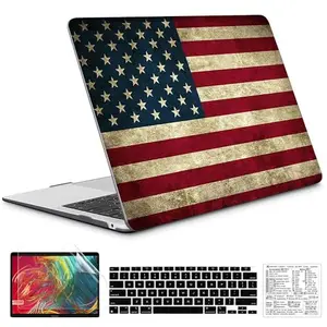 QCzyc American Flag MacBook Air case with keyboard cover and stickers