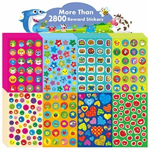 Large pack of colorful reward stickers featuring animals, fruits, and motivational words