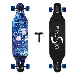 PINESKY 41-inch jellyfish graphic longboard on concrete.