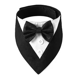 ADOGGYGO formal dog tuxedo bandana collar with bowtie on a dog