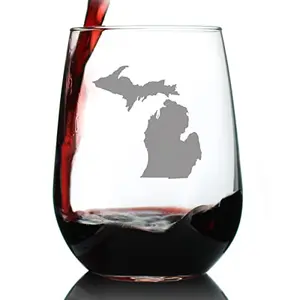 Bevvee Michigan state outline stemless wine glass transparent