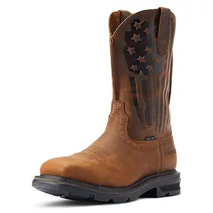 Ariat Sierra Shock Shield patriot steel toe work boot with flag detail on shaft