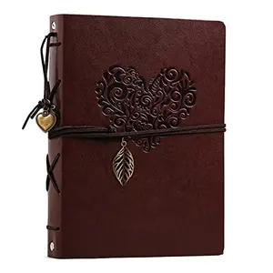 OBTAIN leather photo album with heart design and refillable pages