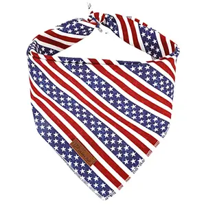 UP URARA PUP cotton American flag dog bandana on a small dog