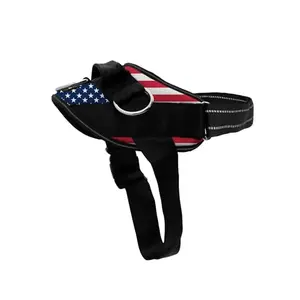 SHAWNCO Stars and Stripes no pull dog harness on a medium dog, showing front chest ring and reflective trim