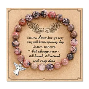 Dabem sympathy bracelet with amethyst beads and angel charm for widow