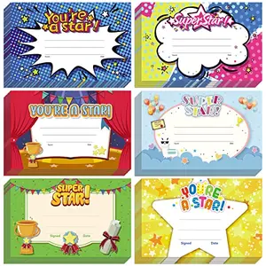 Colorful pack of 60 You're A Star themed certificate cards from Eaasty