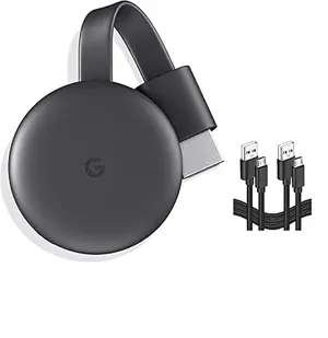 Google Chromecast 3rd generation charcoal streaming stick with extra HDMI cable