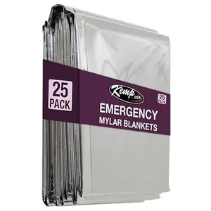 Kemp USA Emergency Mylar Blanket Pack of 25, lightweight thermal reflective blankets