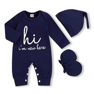 GRNSHTS Navy Blue Newborn Baby Boy Romper Set