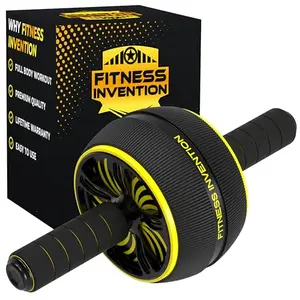 Fitness Invention ab roller wheel with knee mat and jump rope