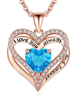 Sterling silver rose gold plated heart pendant necklace with love engraving