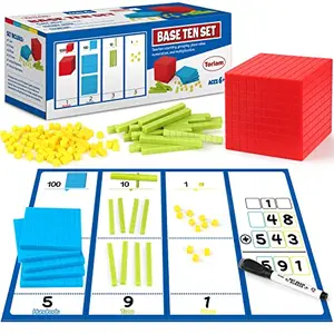Torlam plastic base ten blocks in assorted colors with write and wipe mat