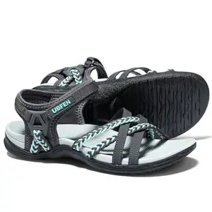 UBFEN women's gray mint hiking sandals with three adjustable straps