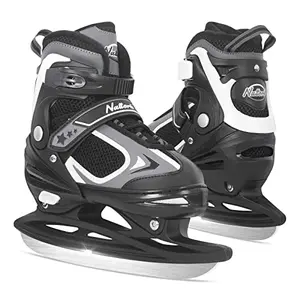Nattork adjustable ice hockey skates for youth with push-button size adjustment and reinforced ankle