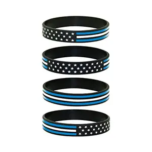 Thin white line American flag silicone bracelet pack for paramedic family