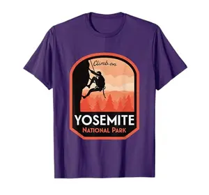 Yosemite National Park Rock Climbing T-Shirt front view with climbing design