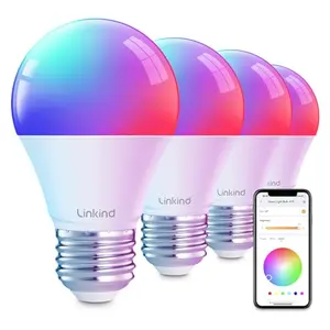 Linkind color-changing smart bulbs in a patriotic red, white, and blue setting