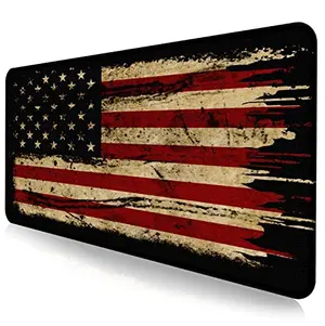 Large extended American antique flag desk mat with stitched edges