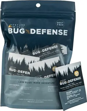 Venture Wipes Natural Mosquito Repellent Wipes, travel-size pack of 15