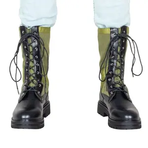 Black and olive green costume jungle boots with rubber sole