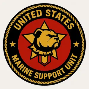 Marine Support Unit dog bandana collar with tactical emblem
