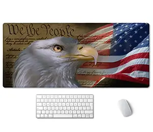 Bald eagle and American flag desk mat with waterproof surface